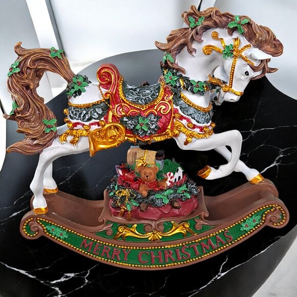 ROCKING HORSE Figurine ,SAN FRANCISCO MUSIC BOX "WE WISH YOU A MERRY CHRISTMAS" - Picture 8 of 16